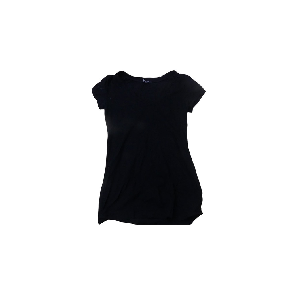 Ambiance Top Womens Medium Black Short Sleeve Scoop Neck Cotton Stretch 65000